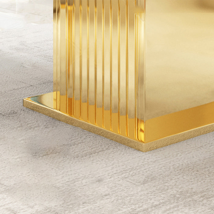 Metal Traditional Luxury Rectangle Indoor Table Marble Top Table with Pedestal