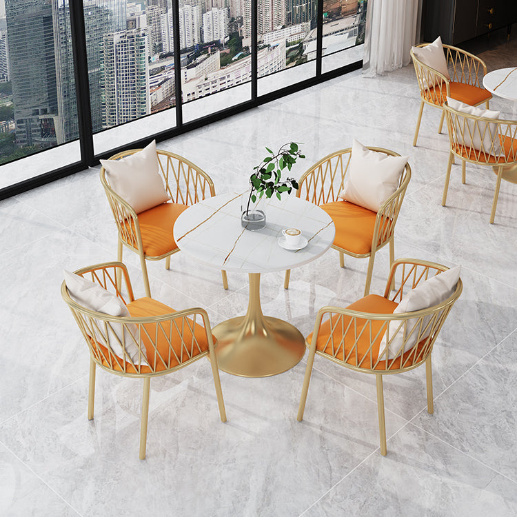 Traditional Luxury Round Table Stone Dining Room Collection for Indoor