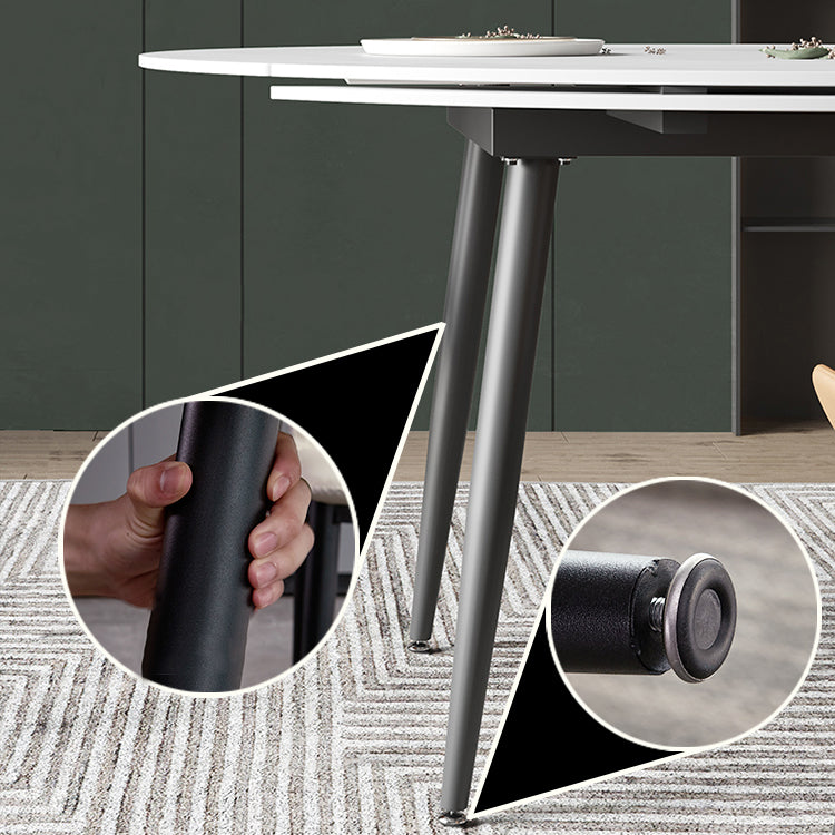Extendable Luxury Dining Table Adjustable Sintered Stone Top Table with 4 Legs