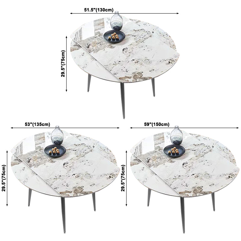 Extendable Luxury Dining Table Adjustable Sintered Stone Top Table with 4 Legs