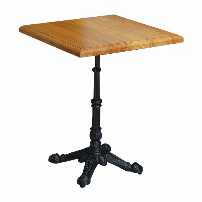 Industrial Solid Wood Dining Table Square Table with Metal Pedestal Base