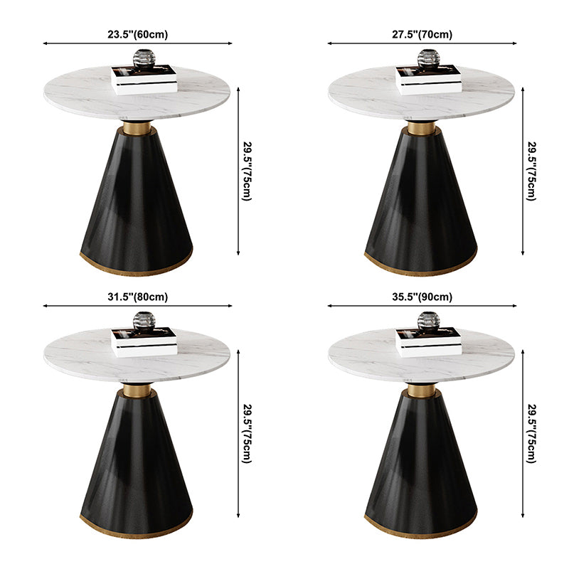 Traditional Luxury Round Dining Table Sintered Stone Table with Black Pedestal Base