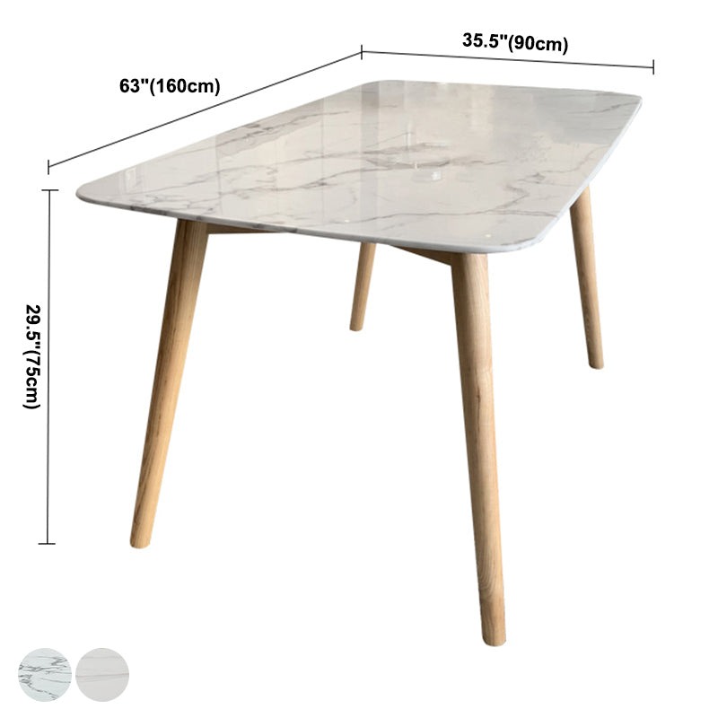 Stein Essstelle Tisch Einfachheit Rechteck Esstisch mit Holz 4 Beine