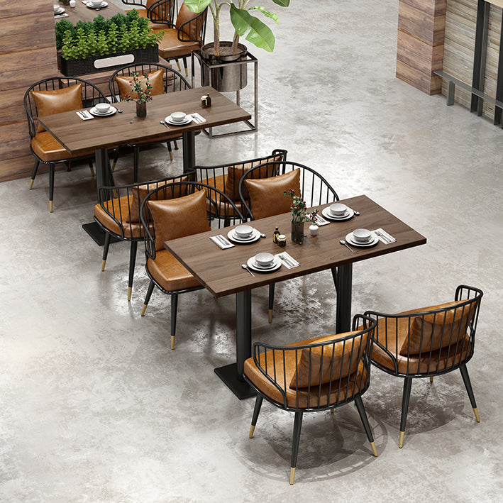 Industrial Solid Wood Dinner Room Kitchen Table Brown Top Table with Black Frame for Dining Room