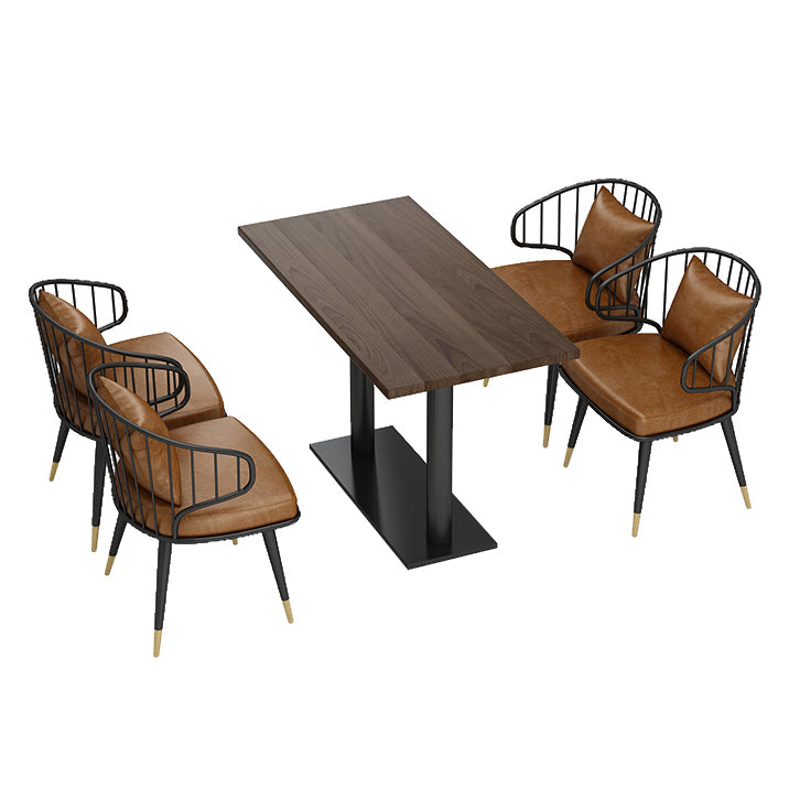Industrial Solid Wood Dinner Room Kitchen Table Brown Top Table with Black Frame for Dining Room