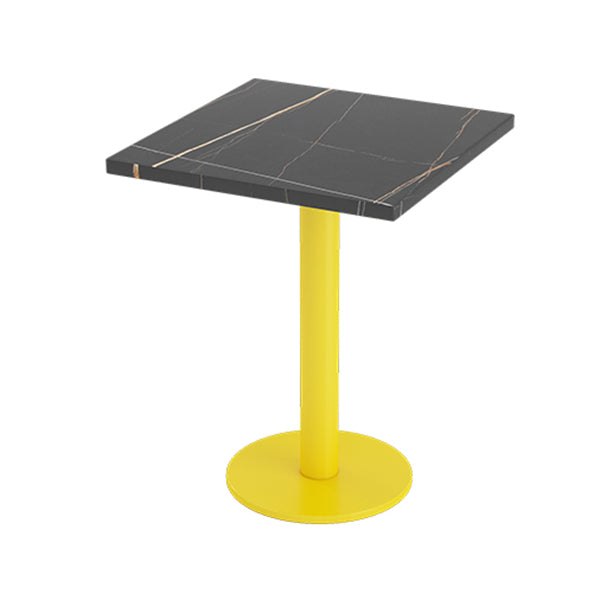 Mesa industrial de piedra sinterizada para comedor, cocina, mesa superior negra con marco amarillo