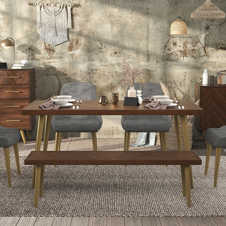 Mesa de comedor de madera maciza de estilo de lujo 4 Pats Base Rectangle Mesa para el hogar