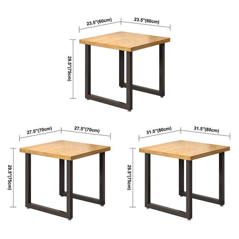 Quadratischer Massivholz Küchentisch Industrieller Esstisch mit Metall -Doppel -Sockelbasis