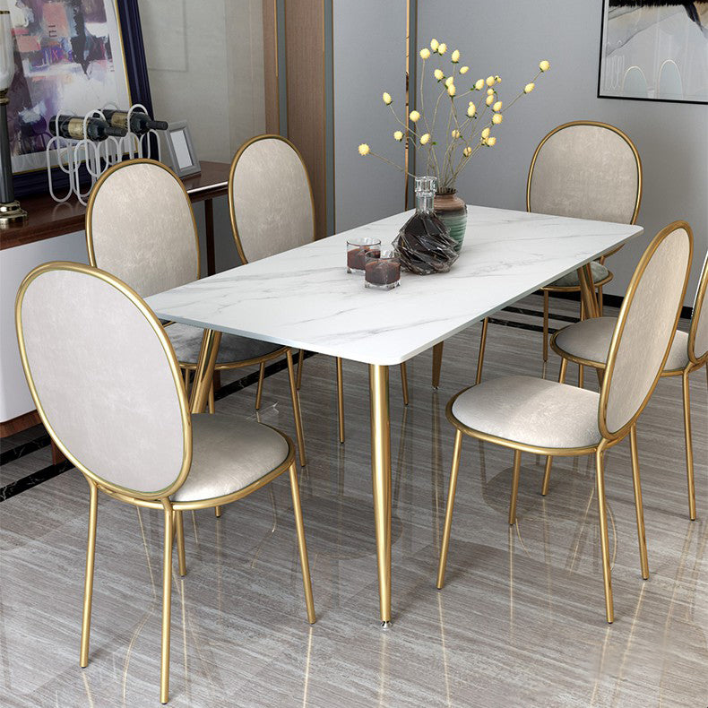 Metal Traditional Luxury Rectangle Indoor Table Sintered Stone Table with Legs