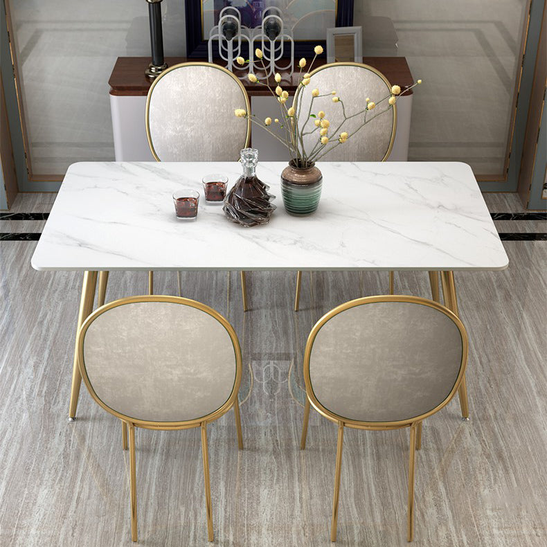 Metal Traditional Luxury Rectangle Indoor Table Sintered Stone Table with Legs