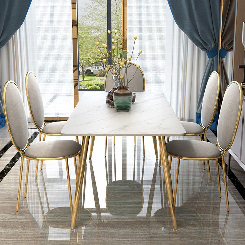 Metal Traditional Luxury Rectangle Indoor Table Sintered Stone Table with Legs