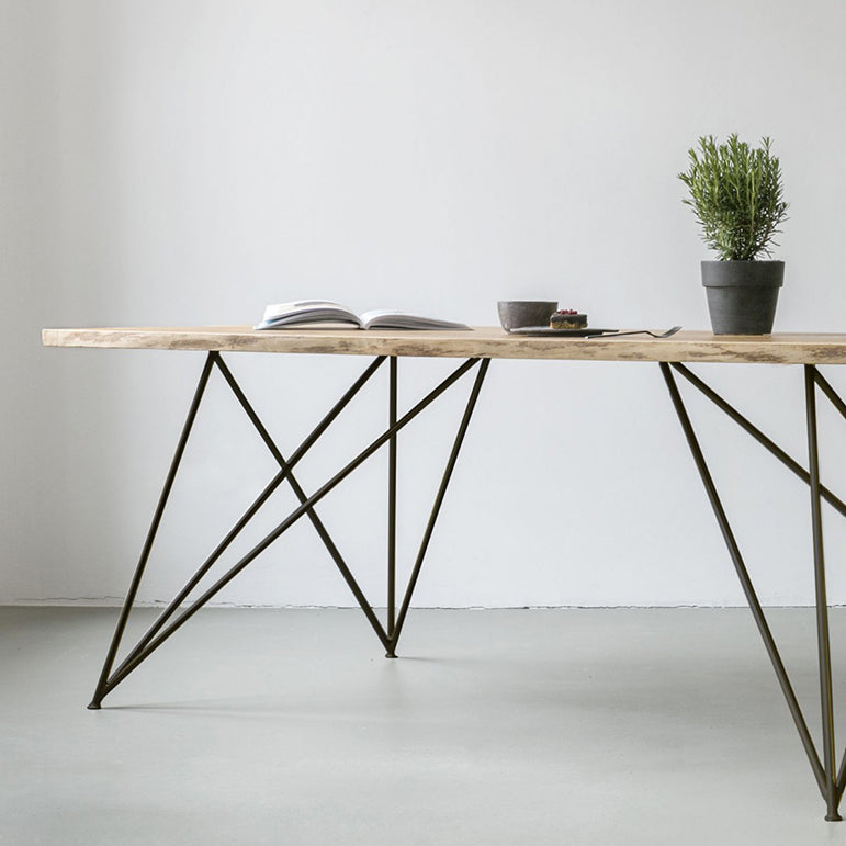 Tavolo da pranzo in stile rettangolo glam tavolo in legno fisso con legno massiccio