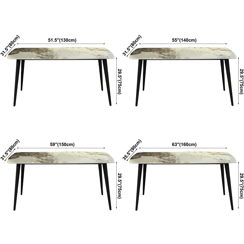Tavolo da pranzo in pietra sinterizzato moderno beige tavolo da pranzo a forma di rettangolo con 4 gambe