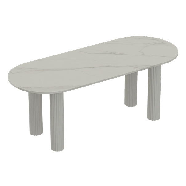 Solid Wood Legs Contemporary Free Form Dining Table Sintered Stone Dining Table for Kitchen