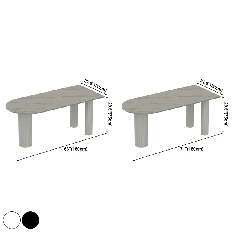 Solid Wood Legs Contemporary Free Form Dining Table Sintered Stone Dining Table for Kitchen