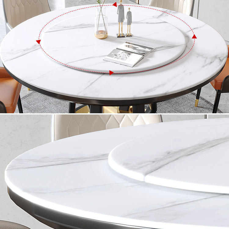 Moderner Stil Sintered Stone Esstisch einzelner Sockel Basis runder Tisch mit Plattenspieler
