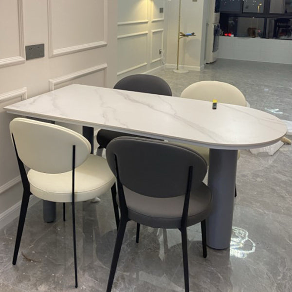 Freiform-Esstisch im minimalistischen Stil, fester Weißton-Tisch mit 3 Beinen