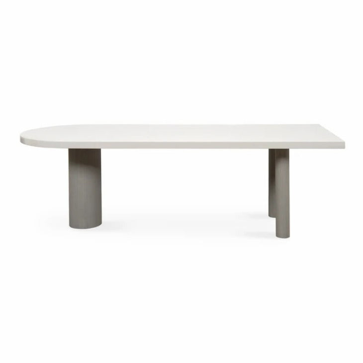 Freiform-Esstisch im minimalistischen Stil, fester Weißton-Tisch mit 3 Beinen