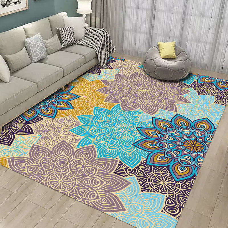 Bohemian Chevron Print Rug Polyester Indoor Carpet Non-Slip Backing Area Rug for Living Room