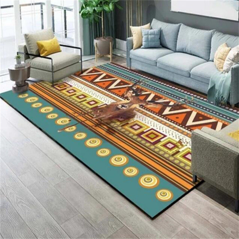 Bohemian Chevron Print Rug Polyester Indoor Carpet Non-Slip Backing Area Rug for Living Room
