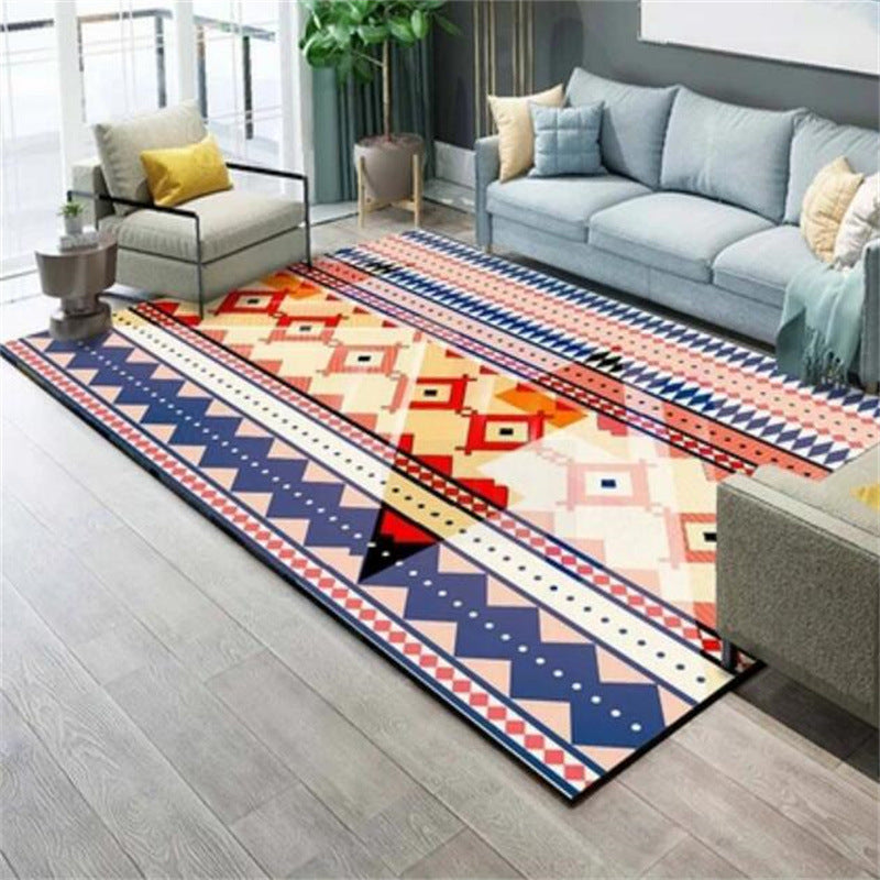 Bohemian Chevron Print Rug Polyester Indoor Carpet Non-Slip Backing Area Rug for Living Room
