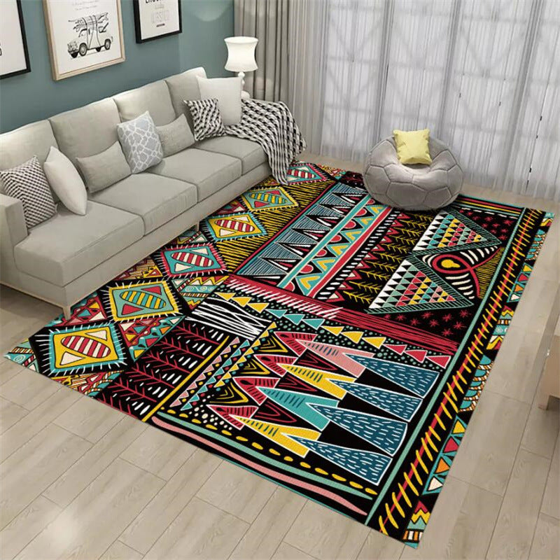 Bohemian Chevron Print Rug Polyester Indoor Carpet Non-Slip Backing Area Rug for Living Room