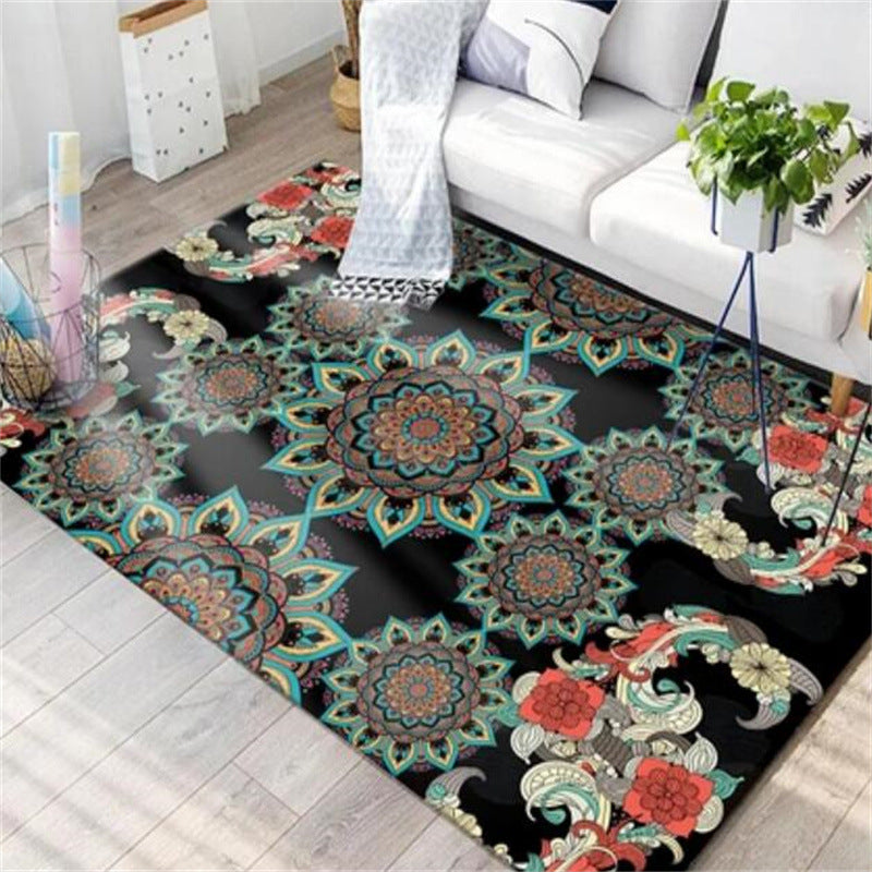Bohemian Chevron Print Rug Polyester Indoor Carpet Non-Slip Backing Area Rug for Living Room