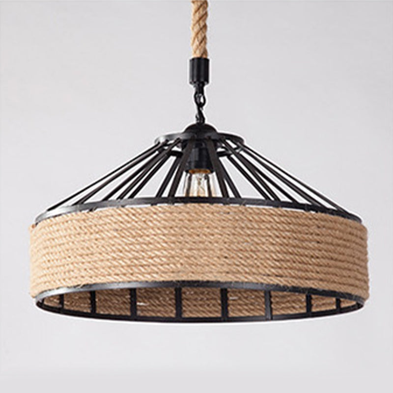 Vintage Hemp Rope Pendant Light LED American Country Style Hemp Rope Pendant Light