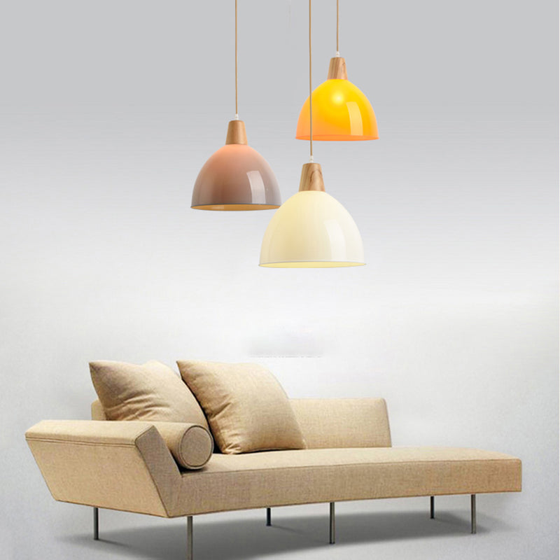 Bunte kuppelheizte helles modernes Stil Holz 1 Lichtanhänger für Esszimmer