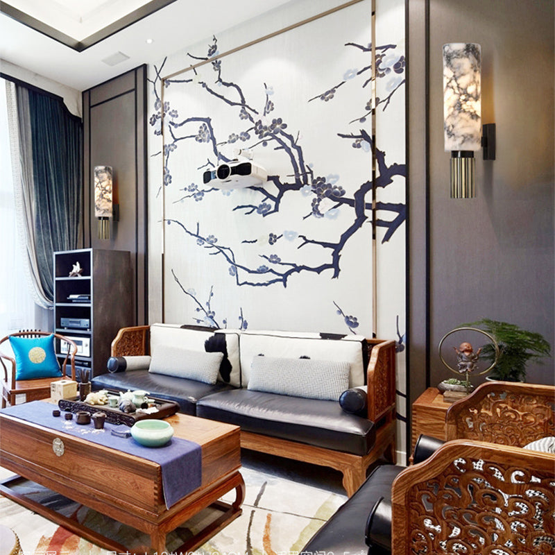 Cylinder Approche du luminaire de la lampe murale à 1 lumière moderne avec nuance de pierre blanche