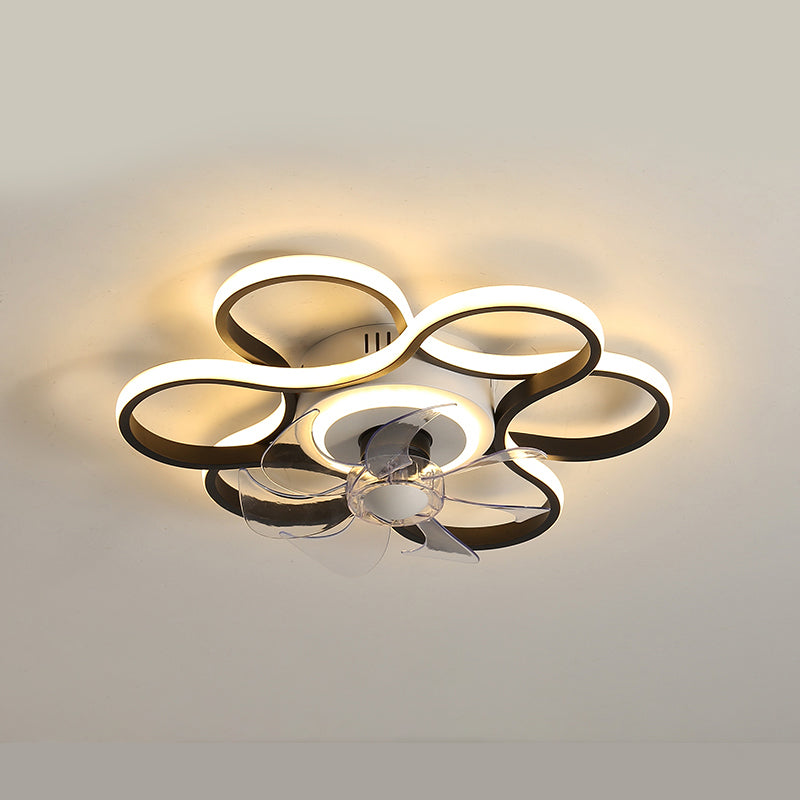 Minimalistische lineare Deckenventilator Leicht Metallic Schlafzimmer LED SEMI BUSCH MOUNTED LICHT