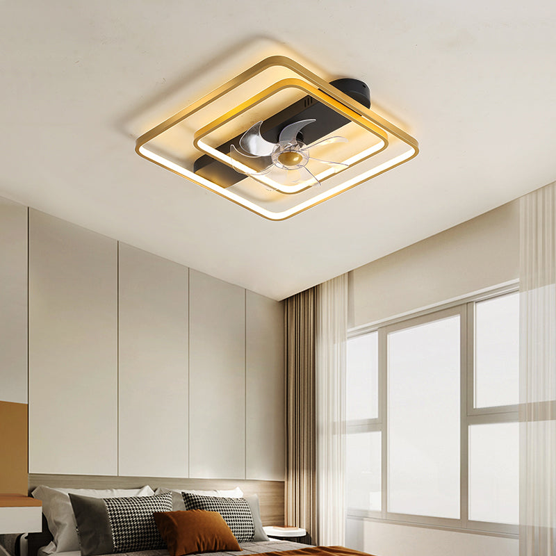 Minimalistische lineare Deckenventilator Leicht Metallic Schlafzimmer LED SEMI BUSCH MOUNTED LICHT
