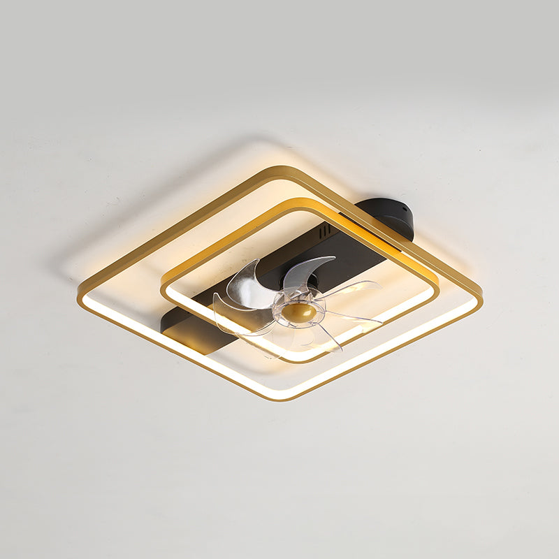 Minimalistische lineare Deckenventilator Leicht Metallic Schlafzimmer LED SEMI BUSCH MOUNTED LICHT