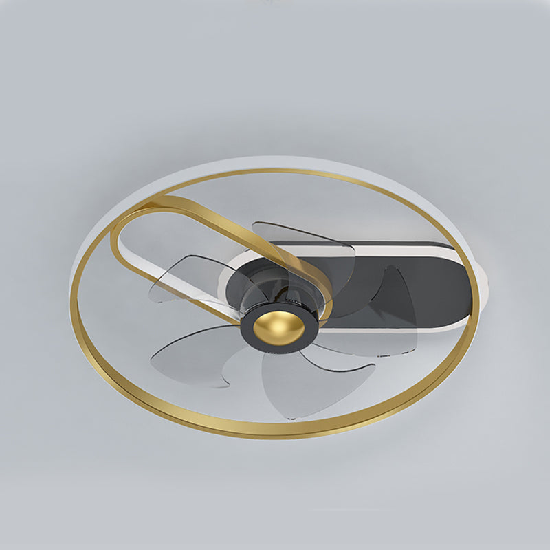 Minimalistische lineare Deckenventilator Leicht Metallic Schlafzimmer LED SEMI BUSCH MOUNTED LICHT