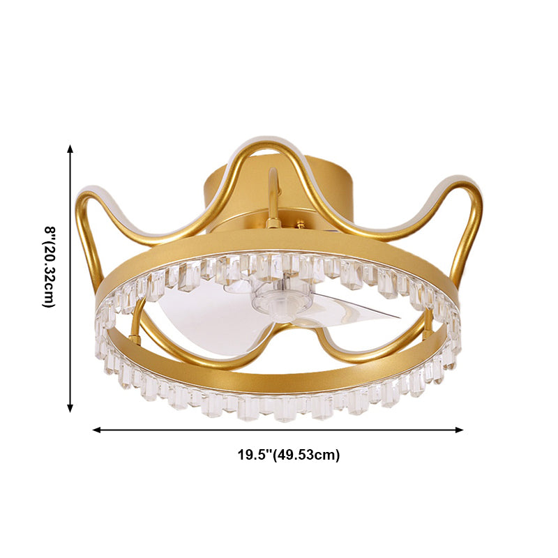 Kronenförmige Schlafzimmer Deckenventilator Lampe Acryl Moderne LED Semi Flush Light