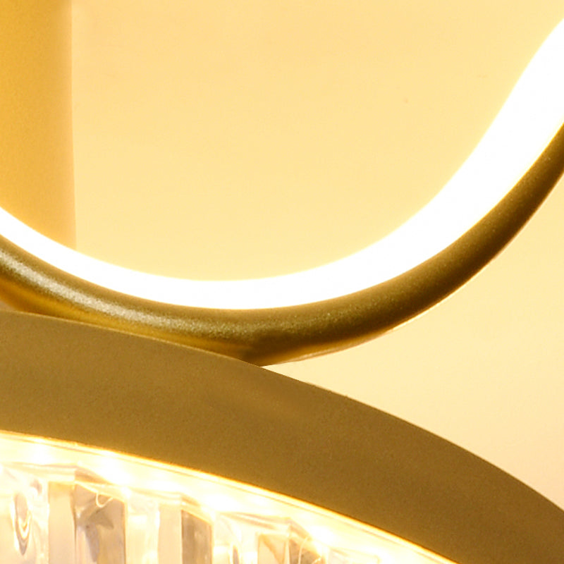 Kronenförmige Schlafzimmer Deckenventilator Lampe Acryl Moderne LED Semi Flush Light