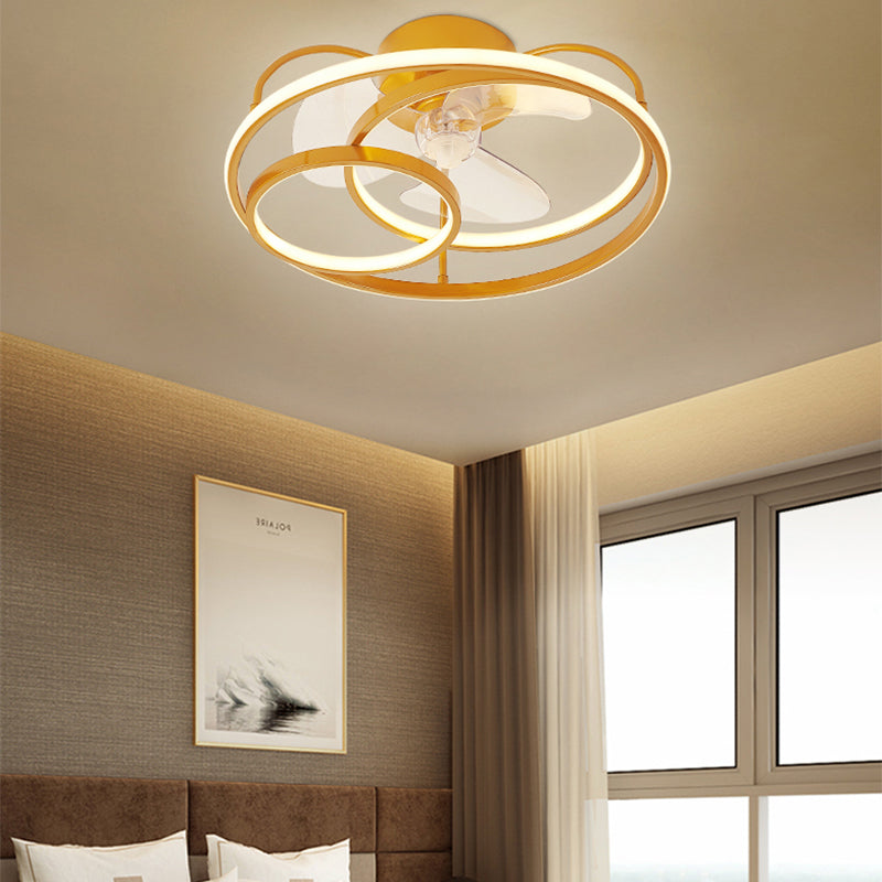 Minimalistische Halo -Ring -Form -Lüfterbeleuchtung Metall Schlafzimmer Halbblöcke Deckenleuchte