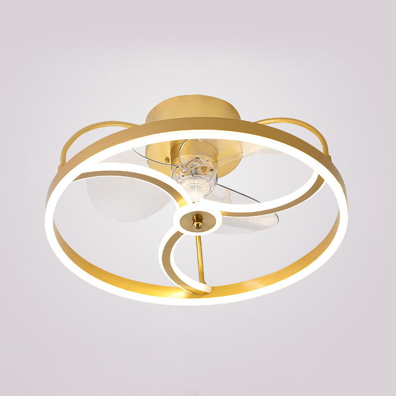 Minimalistische Halo -Ring -Form -Lüfterbeleuchtung Metall Schlafzimmer Halbblöcke Deckenleuchte