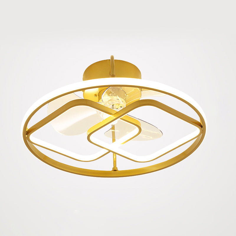 Minimalistische Halo -Ring -Form -Lüfterbeleuchtung Metall Schlafzimmer Halbblöcke Deckenleuchte