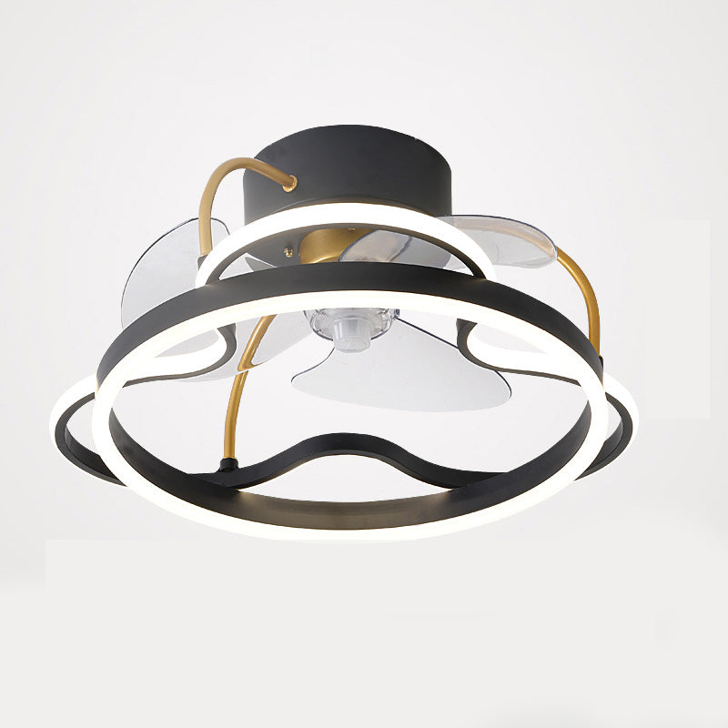 Minimalistische Halo -Ring -Form -Lüfterbeleuchtung Metall Schlafzimmer Halbblöcke Deckenleuchte