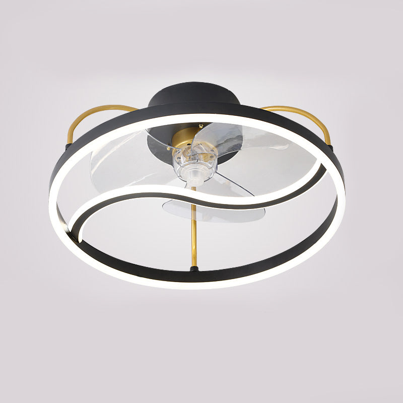 Minimalistische Halo -Ring -Form -Lüfterbeleuchtung Metall Schlafzimmer Halbblöcke Deckenleuchte