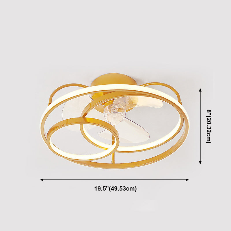 Minimalistische Halo -Ring -Form -Lüfterbeleuchtung Metall Schlafzimmer Halbblöcke Deckenleuchte