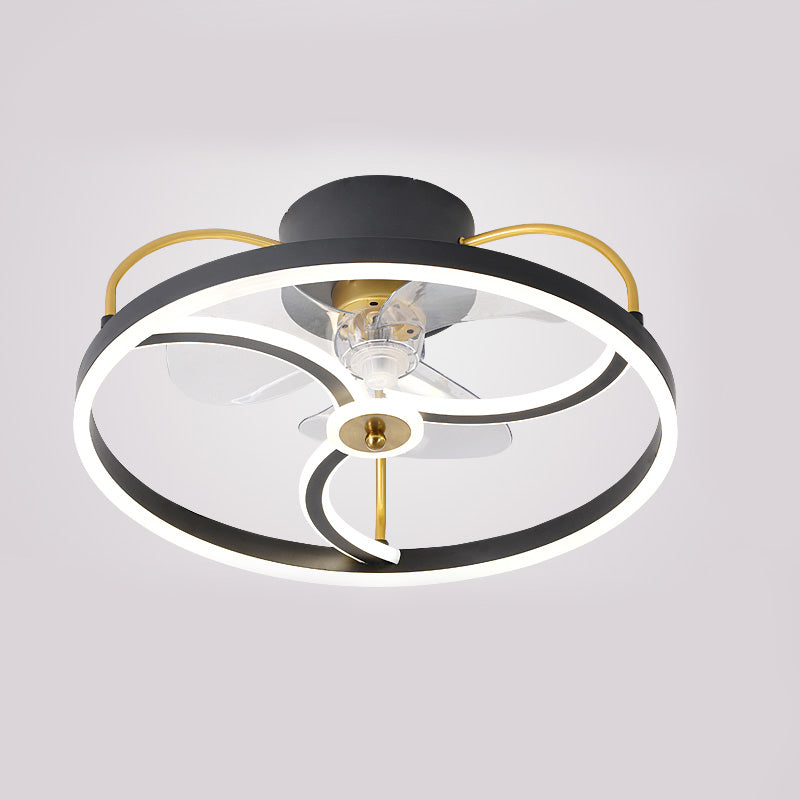 Minimalistische Halo -Ring -Form -Lüfterbeleuchtung Metall Schlafzimmer Halbblöcke Deckenleuchte