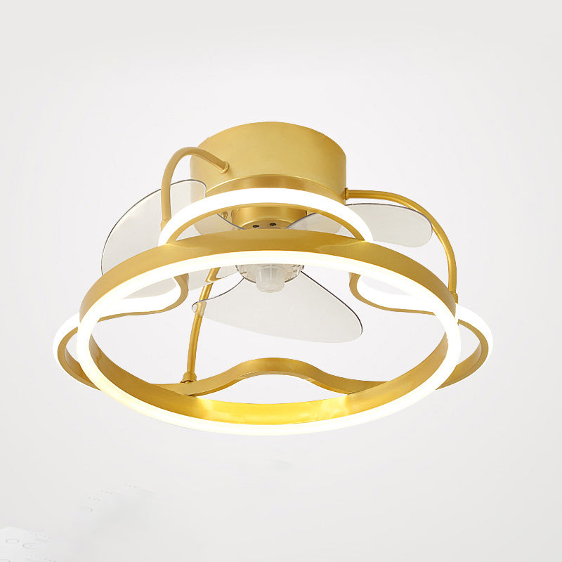Minimalistische Halo -Ring -Form -Lüfterbeleuchtung Metall Schlafzimmer Halbblöcke Deckenleuchte