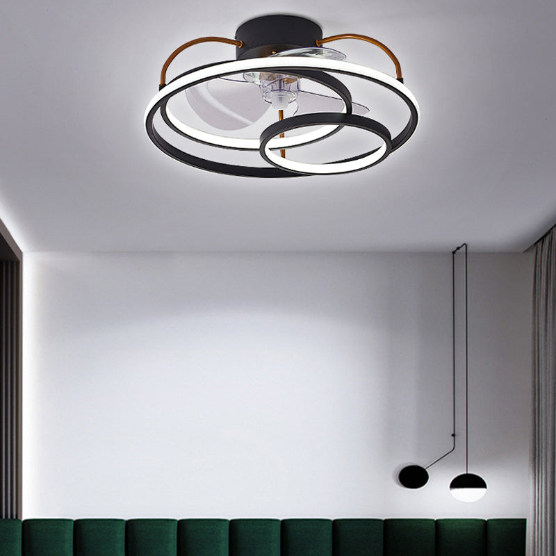 Minimalistische Halo -Ring -Form -Lüfterbeleuchtung Metall Schlafzimmer Halbblöcke Deckenleuchte