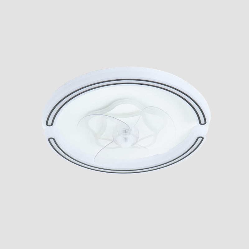 White Ultrathin Round Ceiling Fan Minimalist LED Acrylic Semi Mount Lighting for Living Room