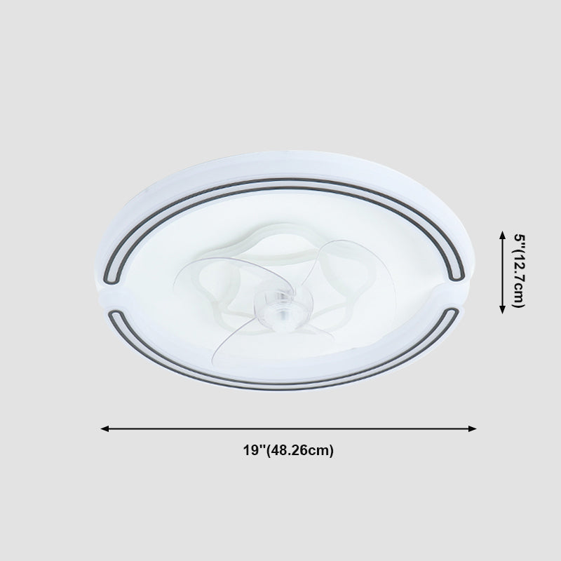 White Ultrathin Round Ceiling Fan Minimalist LED Acrylic Semi Mount Lighting for Living Room