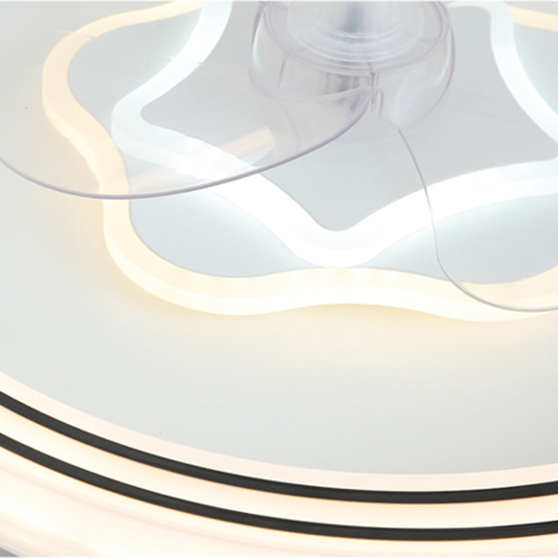 White Ultrathin Round Ceiling Fan Minimalist LED Acrylic Semi Mount Lighting for Living Room