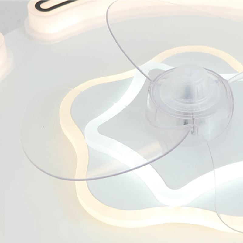 White Ultrathin Round Ceiling Fan Minimalist LED Acrylic Semi Mount Lighting for Living Room