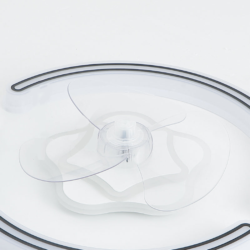 White Ultrathin Round Ceiling Fan Minimalist LED Acrylic Semi Mount Lighting for Living Room